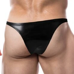 Tanga Cut4Men Black Leatherette C4M11 -Bikkembergs Soldes Tanga c4m C4M11 noir 3